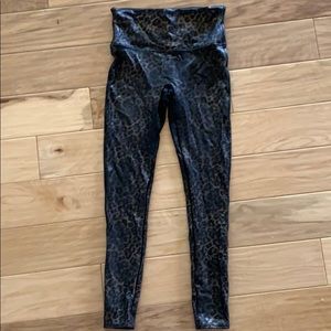 Spanx leggings — faux leather metallic leopard